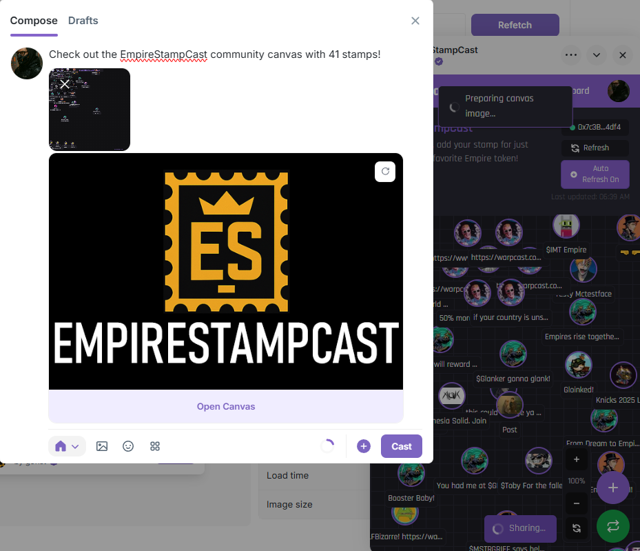 EmpireStampCast - Stamp Canvas - Farcaster Mini Apps screenshot